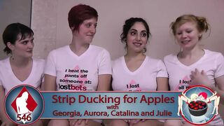 A classic Strip Ducking for Apples turns into a seductive challenge