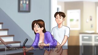 Summertime Saga - Busty House MILF gets bent over in the hallway and screwed by a huge rod