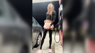 Big Wang T-girl Cums at Gas Station
