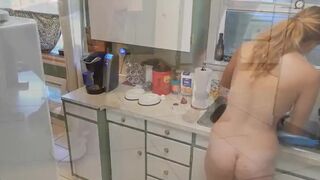 SHORT: Darling Pet Washes Dishes Stripped And Supplicates For Refreshment