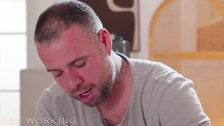 first time erotic massage UK golden-haired Sunflower Doll enjoys thick wang making her orgasm