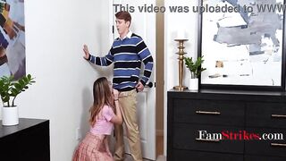 Teenie Offers Ball Emptying Services For Stepbro