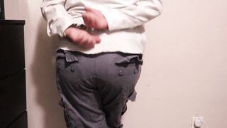 Despairing and manacled guy wets his pants