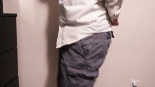 Despairing and manacled guy wets his pants