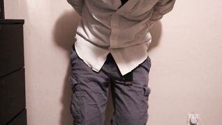 Despairing and manacled guy wets his pants