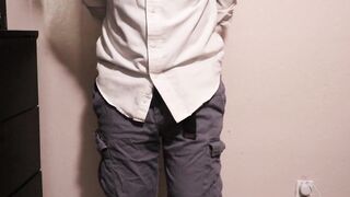 Despairing and manacled guy wets his pants