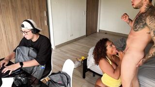 Hot Ebony stepmom fucks the best friend of her stepson with her consummate big breasts