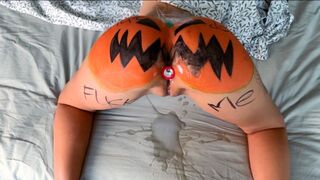 The local wench gets screwed by the whole town on Halloween