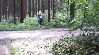 Golden-haired Playgirl Fingers Herself Deep in Forest