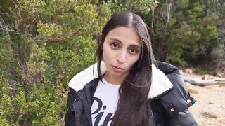 Hiking companions have sex in the woods