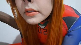 Gorgeous Trans Asuka Eating Cum and Giving a Blowjob-sex to a Sex tool while she uses a Extraordinary S&M Nosehook