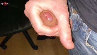 Dude Spurting a Giant Cumshot Out of Dick Through Jeans While Masturbating & Moaning Loud - 4K