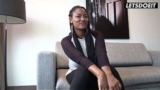 Slim Curvy Ebony Latin sweetheart Teases His Wang on the Street, Goes Home to Screw Him... Can't Stop Smiling at His Wang