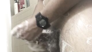 Hard and soapy shower jerk off