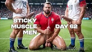 Sticky Muscle Chaps Day 62 Preview, AI-Generated Muscle Boys, Big Weenies, Big Cum Loads