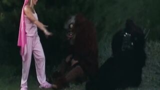 Mature Blonde MILF Sucks Shaggy Bear Jock Outdoors