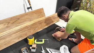 The carpenter gets a lovely surprise when the charming housewife returns early and catches him on the job.