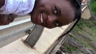 I gave this straight A Big Melons EBONY GF the outdoor thrill her boyfriend at no time could