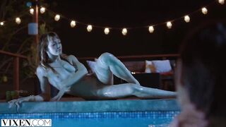 VIXEN - Janice Griffith and ivy wolfe sneak into backyard for nighttime pool pleasure