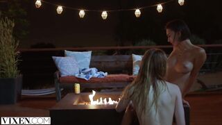 VIXEN - Janice Griffith and ivy wolfe sneak into backyard for nighttime pool pleasure
