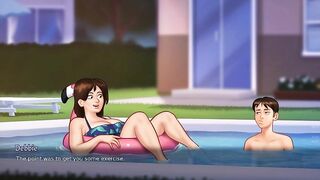 MILF gets fucked by a huge wang during pool sex