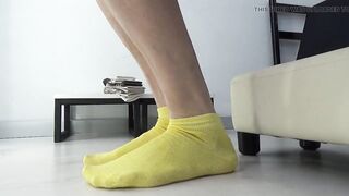 Trying on Colorful Socks