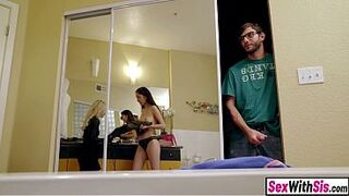 Fortunate pervert stepbro gets to pound his kinky teen step sisters in a 3some