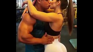Big-bootied woman enjoying herself at the gym