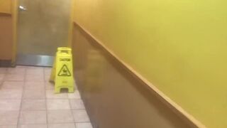 Fellatio in a Popeyes restroom cum in mouth and swallow