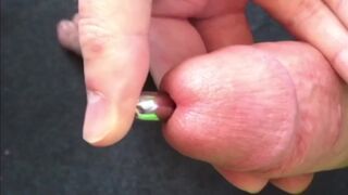 Virgin tries sounding with a 12mm urethral sound