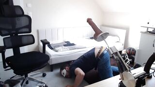 Homosexual Master made me eat my cum after using a screwing-machine to pound my ass and throat