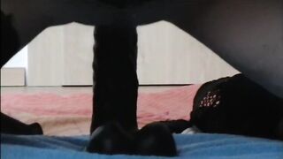 Zicken vagina squirt riding on big Black Sex tool