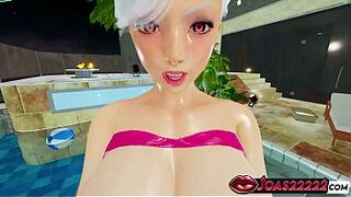 Murasaki Busty Pool Golden-haired Animated Hentai - Vehement Cowgirl Bounce Full of Moans, Upright Standing Deep Cunt Thrusting, Submerged Doggystyle Pounding Ending in Thick Cum