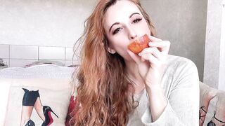 Yummy Orange Suck - Playful Tongue Tricks & Moist Mess!