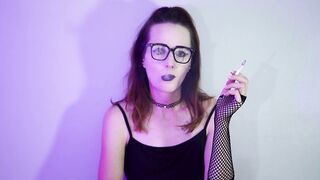 Punk Cutie Smokin' in Fishnets