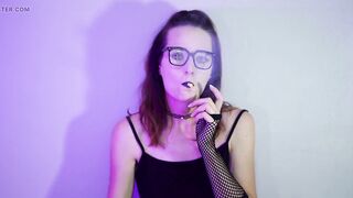 Punk Cutie Smokin' in Fishnets