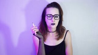 Punk Cutie Smokin' in Fishnets