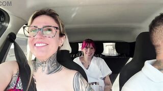 We picked up a nurse at the bus stop! We took her to the car to bang her until she came.