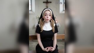AI Fantasies - Pure and virgin 18-year-old nun wants to have her first sexual experience and lets me do whatsoever I want to her pussy and ass and cum in her mouth, in Spanish