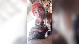 Blowjobs in the backyard! Big Shlong Trans Cutie Vanniall Seduces Wood Hauler For Outdoor Fellatio-job & Hard Anal Pounding