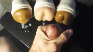 Banging 3 Fleshlights Cumming Twice!