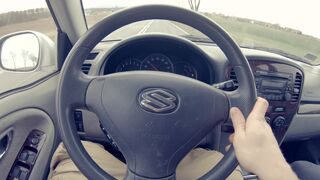 Spontaneous Deep Blow Job while Driving a Car and Cum Play 60FPS
