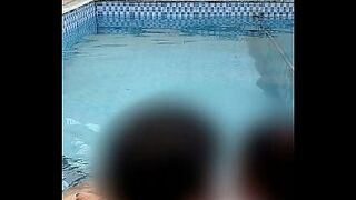 A Hot Couple's Risky Enjoyment in the Swimming Pool.