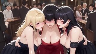 Hentai Lesbian 3-some at a Private Party