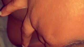 Ebony Teen playing with her obese juicy vagina