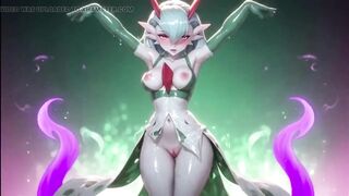 Oiled Gardevoir Sensually Touching Her Big Boobs
