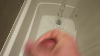 Stroking in a new shower....same result... jizz flow