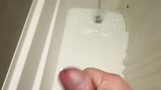 Stroking in a new shower....same result... jizz flow