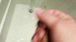 Stroking in a new shower....same result... jizz flow