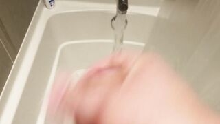 Stroking in a new shower....same result... jizz flow